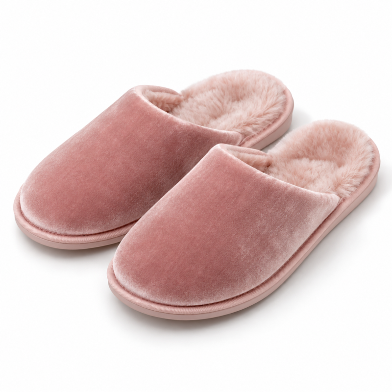 Blush Velvet House Slippers