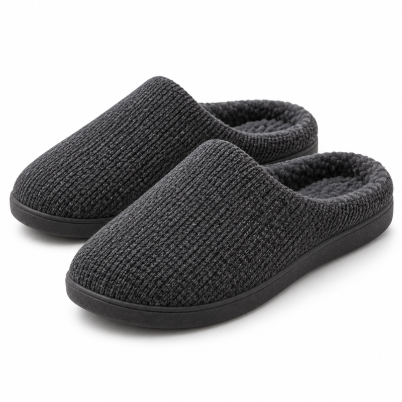 Charcoal Knit Slip-Ons