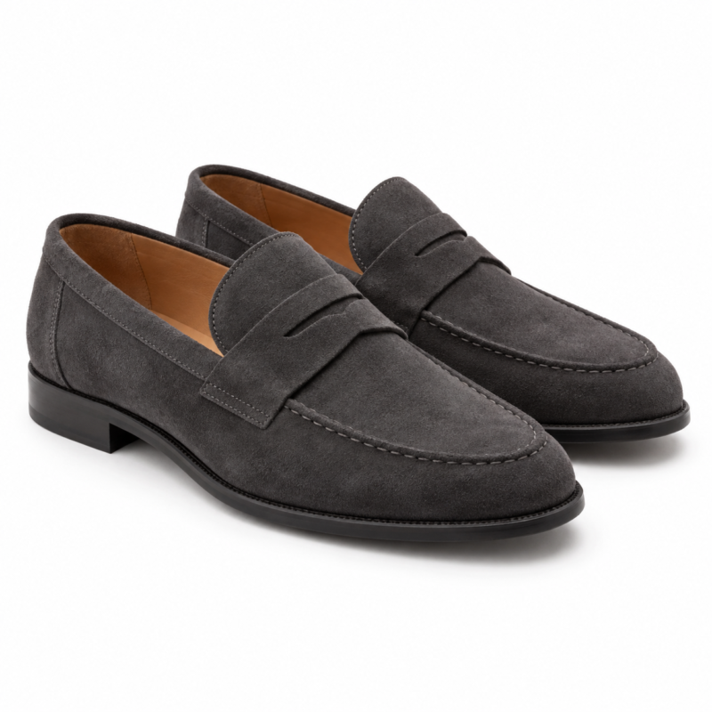 Charcoal Suede Classic Loafers