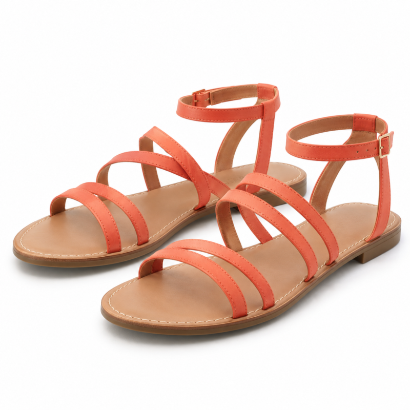 Coral Sunset Strappy Sandals