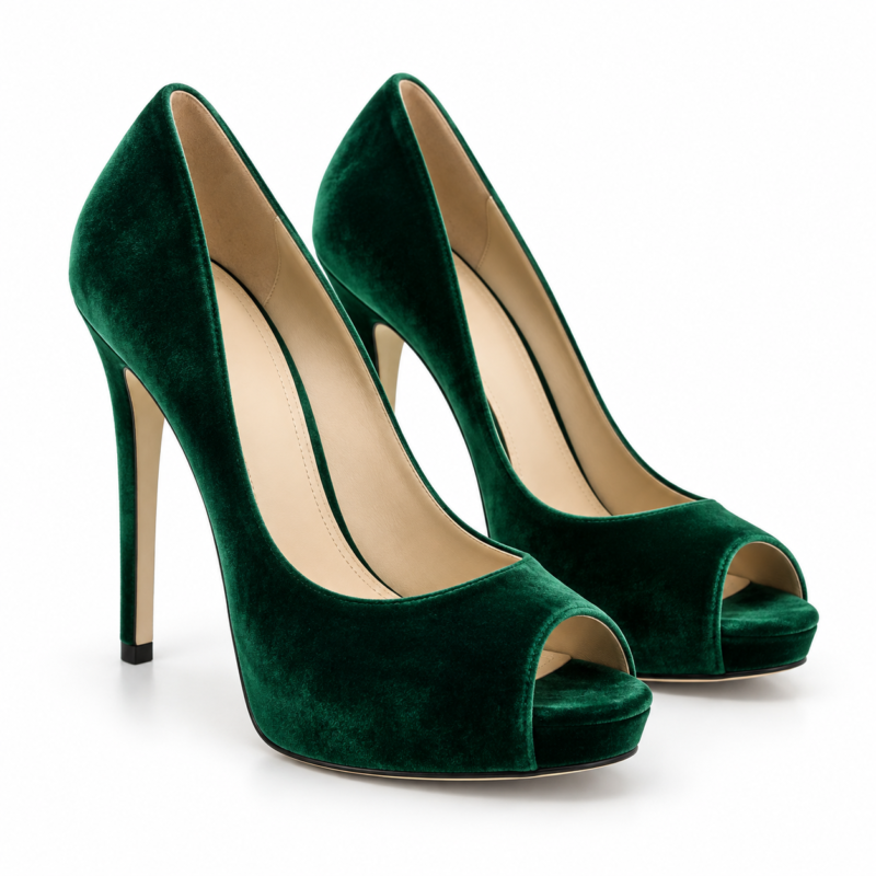 Emerald Velvet Party Heels