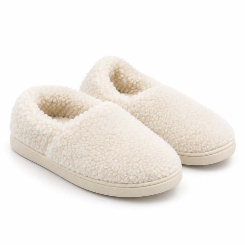 Ivory Fleece Comfort Slippers