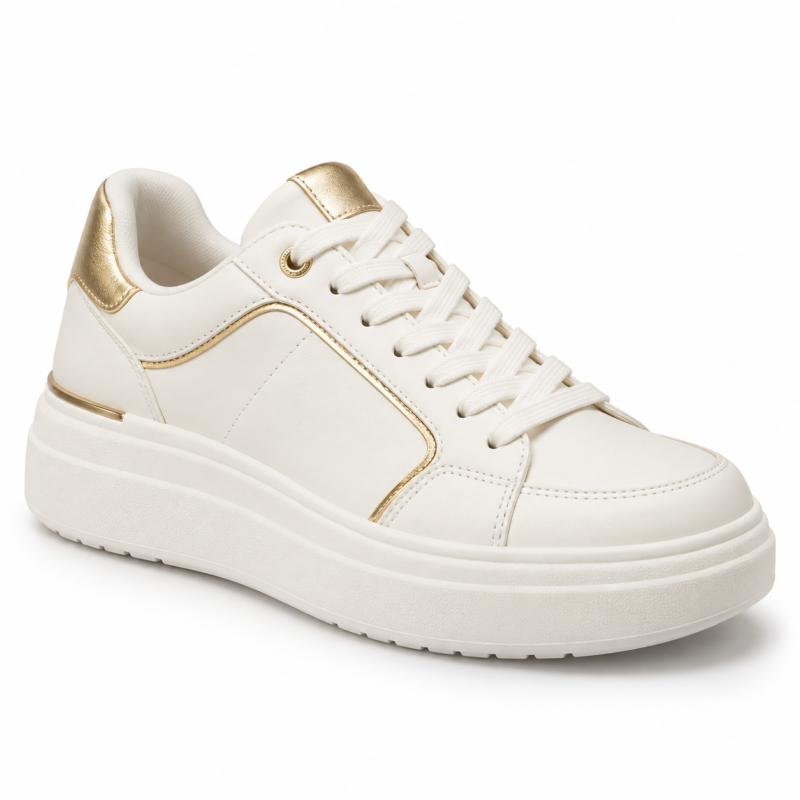Ivory Gold Trim Sneakers
