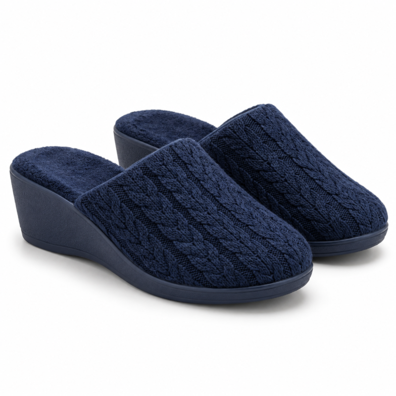 Midnight Navy Wedge Slippers